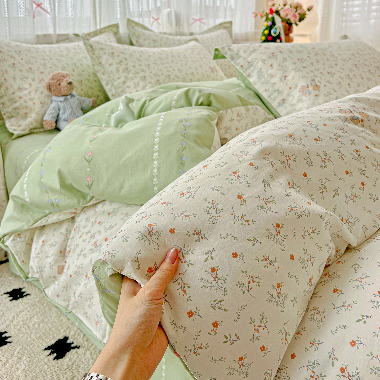 91家纺网 家纺一手货源 找家纺 依庭2025春夏新款12868全棉纯棉四件套 糖果影院