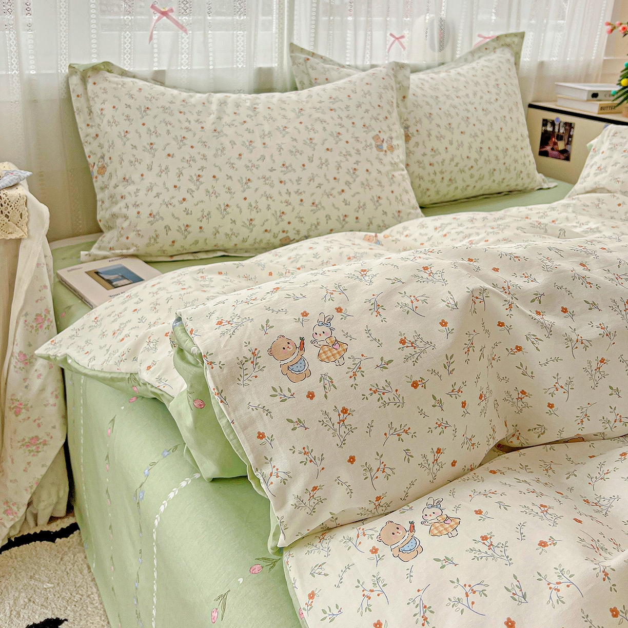 91家纺网 家纺一手货源 找家纺 依庭2025春夏新款12868全棉纯棉四件套 糖果影院