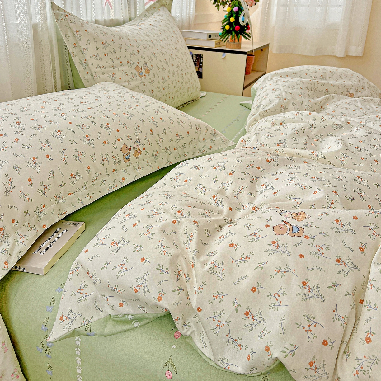 91家纺网 家纺一手货源 找家纺 依庭2025春夏新款12868全棉纯棉四件套 糖果影院