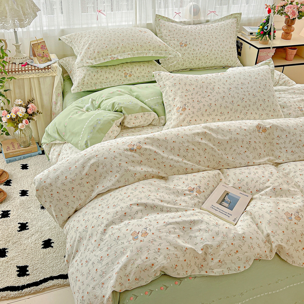 91家纺网 家纺一手货源 找家纺 依庭2025春夏新款12868全棉纯棉四件套 糖果影院