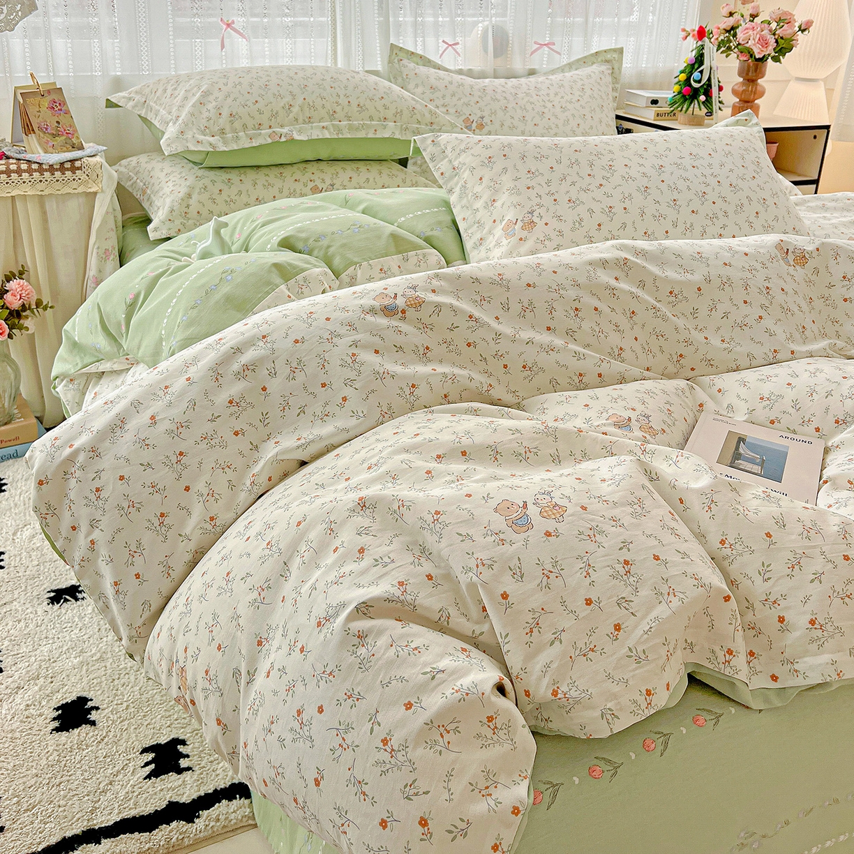 91家纺网 家纺一手货源 找家纺 依庭2025春夏新款12868全棉纯棉四件套 糖果影院