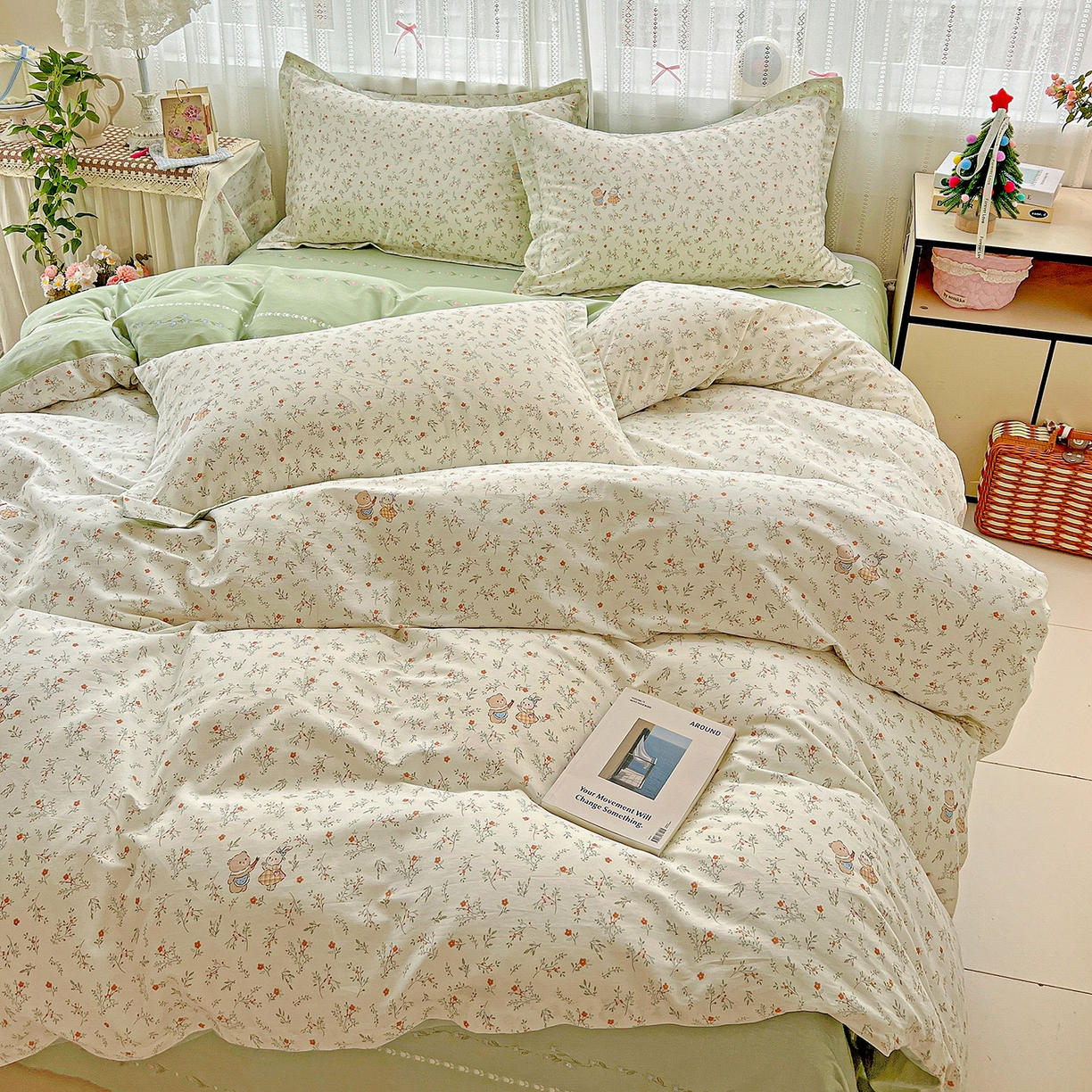 91家纺网 家纺一手货源 找家纺 依庭2025春夏新款12868全棉纯棉四件套 糖果影院