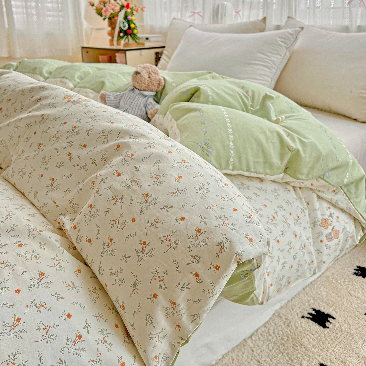 91家纺网 家纺一手货源 找家纺 依庭2025春夏新款12868全棉纯棉四件套 糖果影院