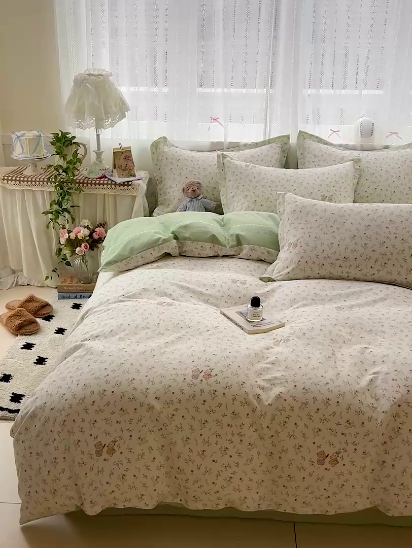 91家纺网 家纺一手货源 找家纺 依庭2025春夏新款12868全棉纯棉四件套 糖果影院