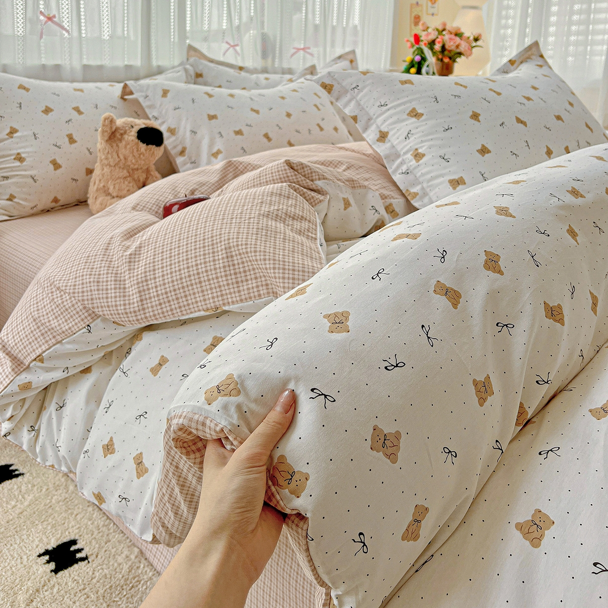 91家纺网 家纺一手货源 找家纺 依庭2025春夏新款12868全棉纯棉四件套 甜馨宝贝