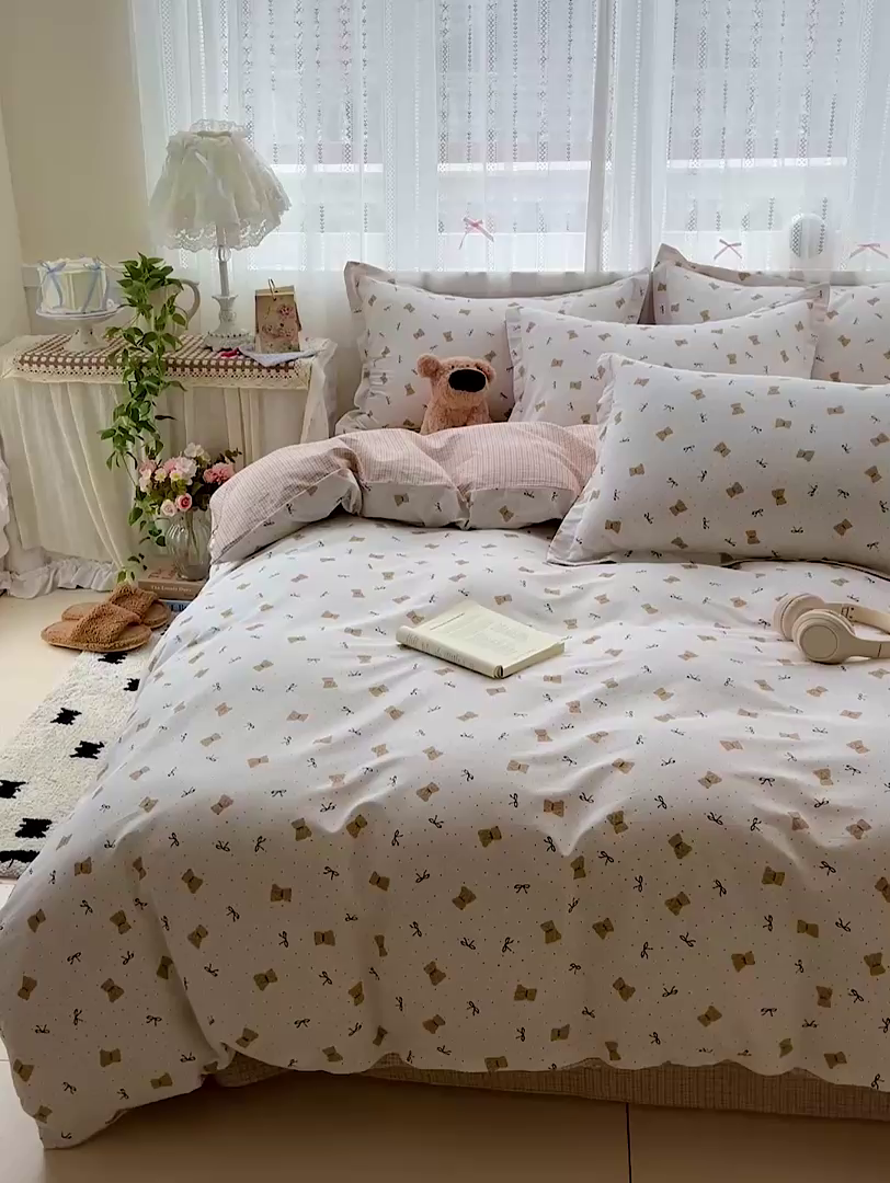 91家纺网 家纺一手货源 找家纺 依庭2025春夏新款12868全棉纯棉四件套 甜馨宝贝