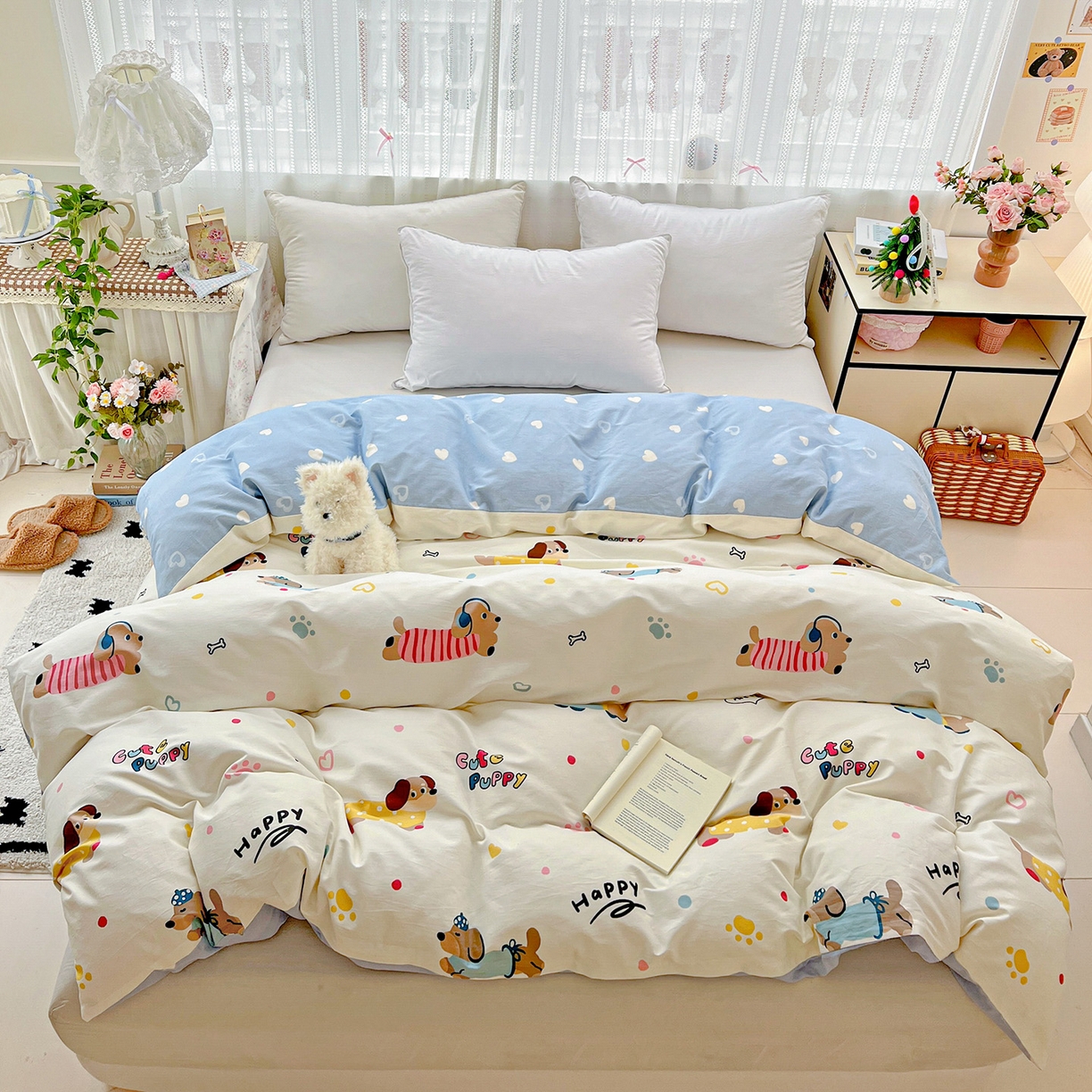 91家纺网 家纺一手货源 找家纺 依庭2025春夏新款12868全棉纯棉四件套 童趣蜜歌