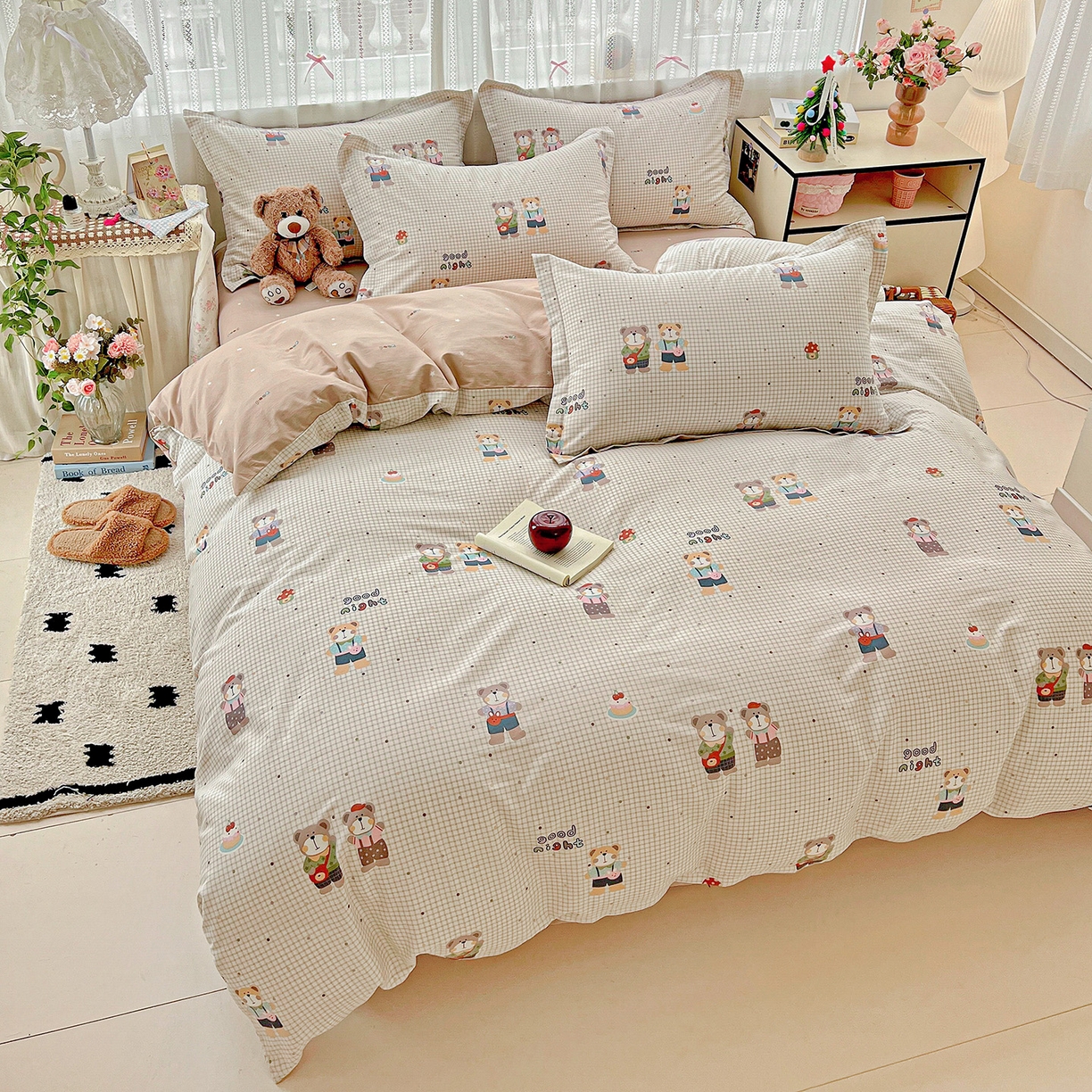 91家纺网 家纺一手货源 找家纺 依庭2025春夏新款12868全棉纯棉四件套 小熊系铃