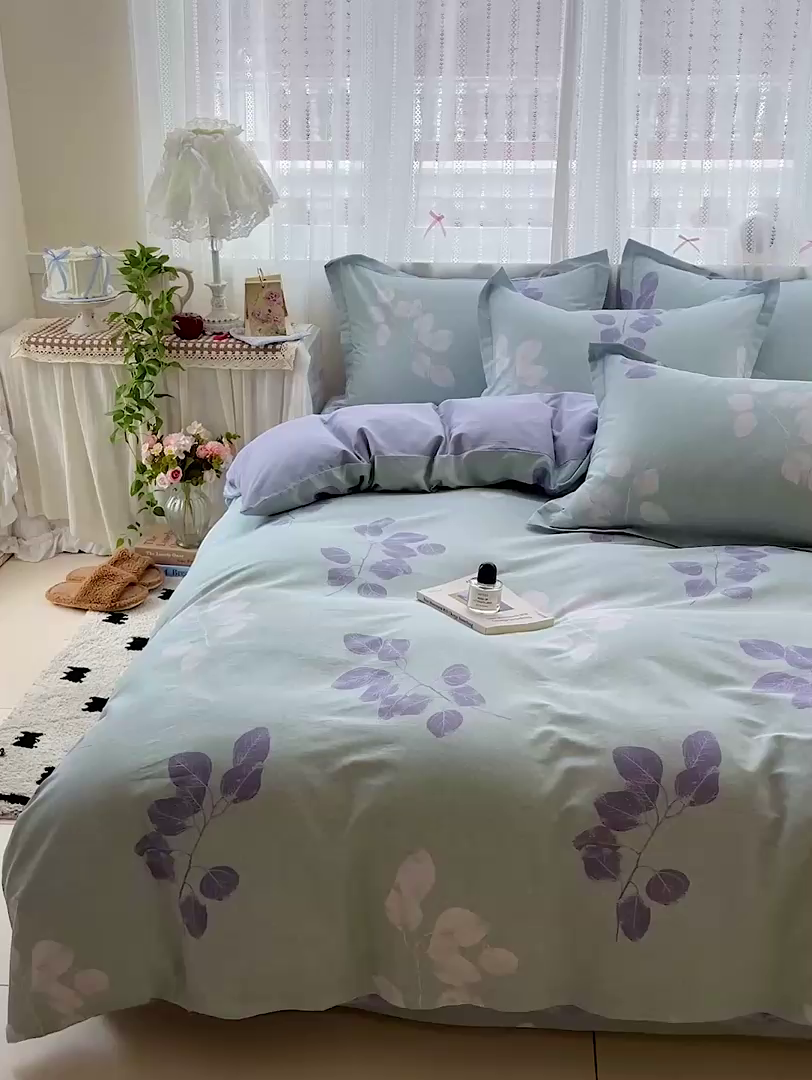 91家纺网 家纺一手货源 找家纺 依庭2025春夏新款12868全棉纯棉四件套 瑶芳