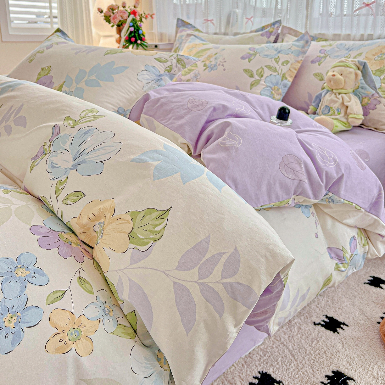 91家纺网 家纺一手货源 找家纺 依庭2025春夏新款12868全棉纯棉四件套 水墨嫣然