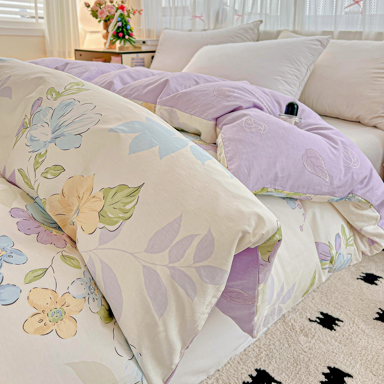 91家纺网 家纺一手货源 找家纺 依庭2025春夏新款12868全棉纯棉四件套 水墨嫣然