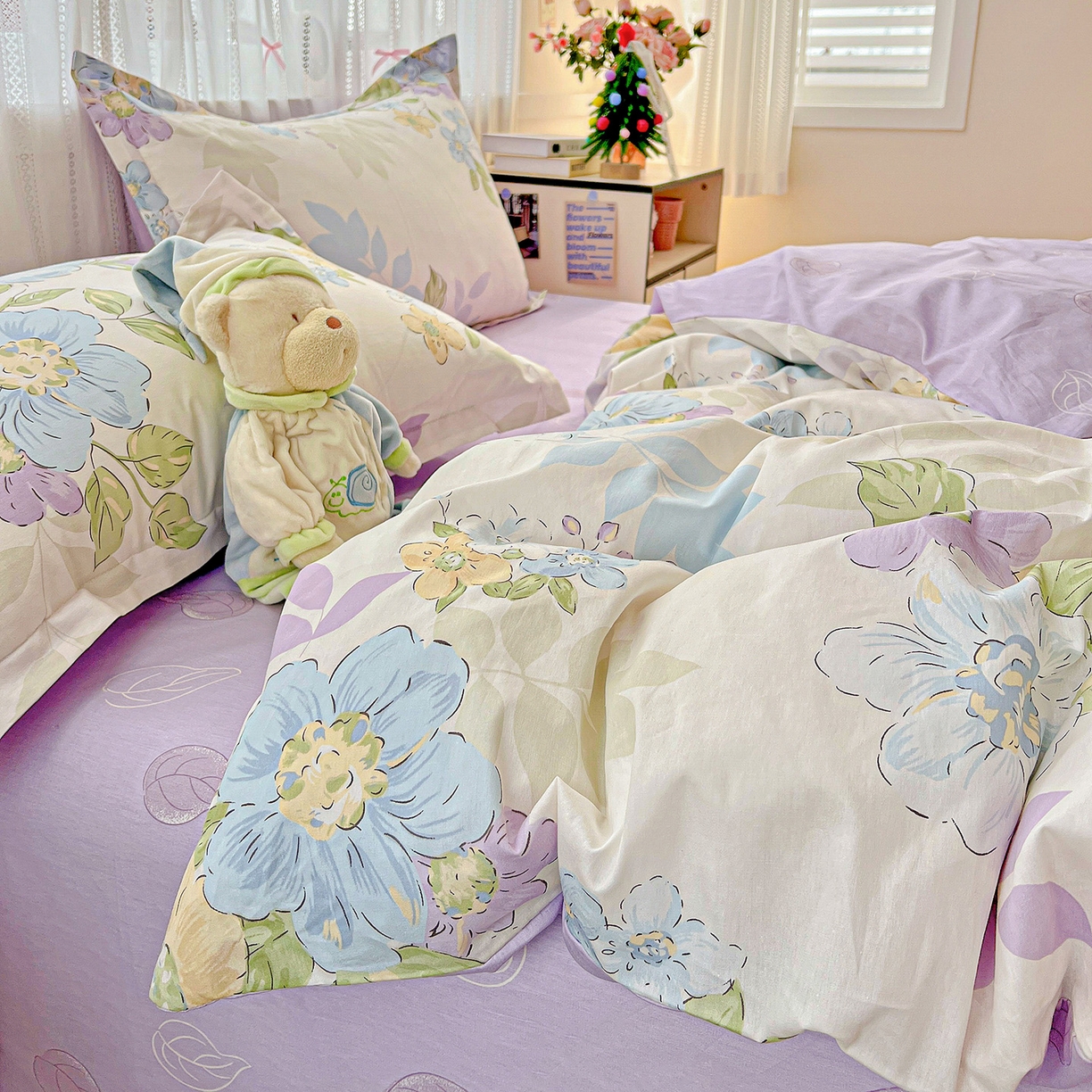 91家纺网 家纺一手货源 找家纺 依庭2025春夏新款12868全棉纯棉四件套 水墨嫣然