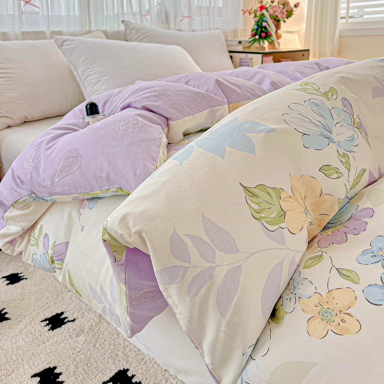 91家纺网 家纺一手货源 找家纺 依庭2025春夏新款12868全棉纯棉四件套 水墨嫣然