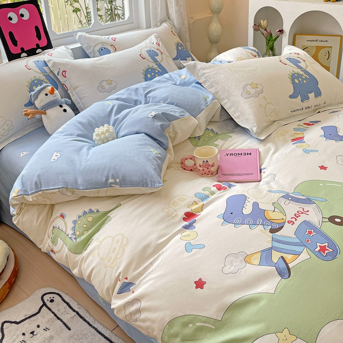 91家纺网 家纺一手货源 找家纺 依庭2025春夏新款12868全棉纯棉四件套 遨游太空