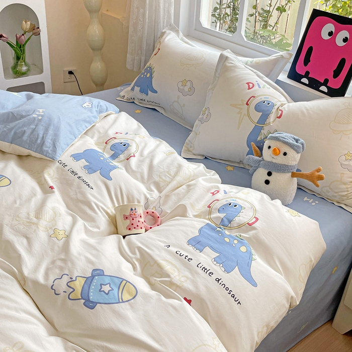 91家纺网 家纺一手货源 找家纺 依庭2025春夏新款12868全棉纯棉四件套 遨游太空