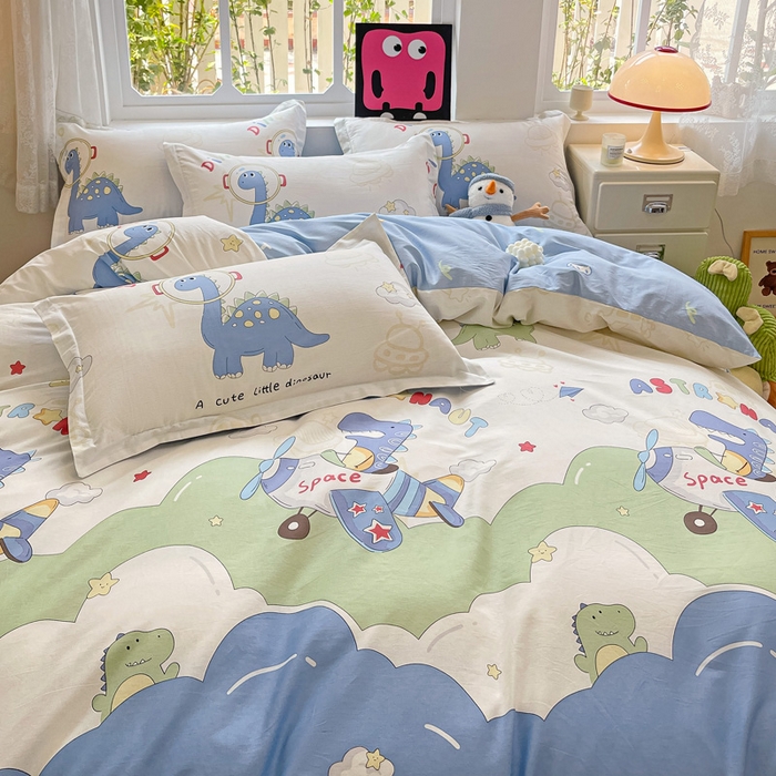 91家纺网 家纺一手货源 找家纺 依庭2025春夏新款12868全棉纯棉四件套 遨游太空