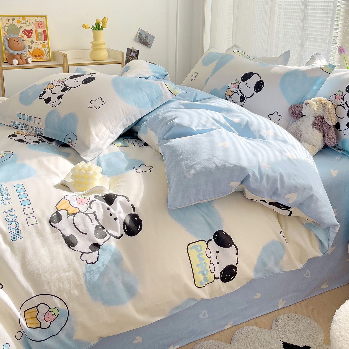 91家纺网 家纺一手货源 找家纺 依庭2025春夏新款12868全棉纯棉四件套 班尼狗