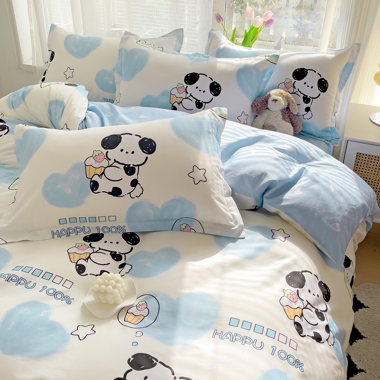 91家纺网 家纺一手货源 找家纺 依庭2025春夏新款12868全棉纯棉四件套 班尼狗