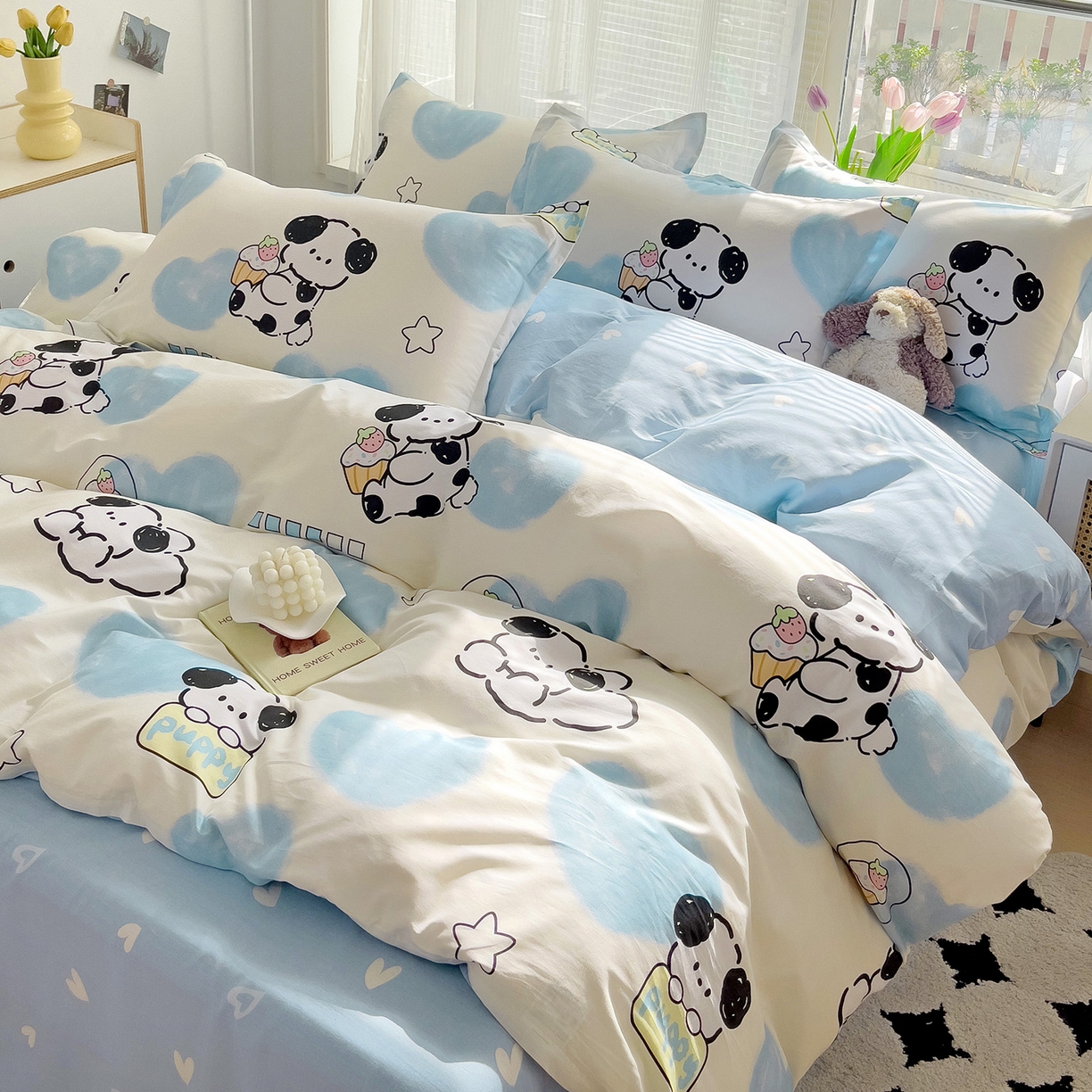 91家纺网 家纺一手货源 找家纺 依庭2025春夏新款12868全棉纯棉四件套 班尼狗