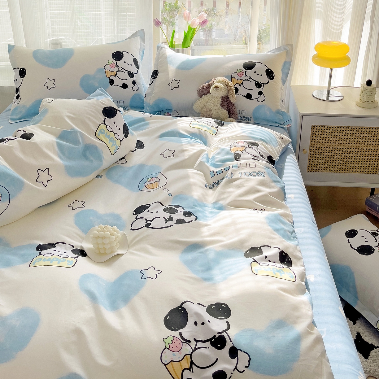 91家纺网 家纺一手货源 找家纺 依庭2025春夏新款12868全棉纯棉四件套 班尼狗