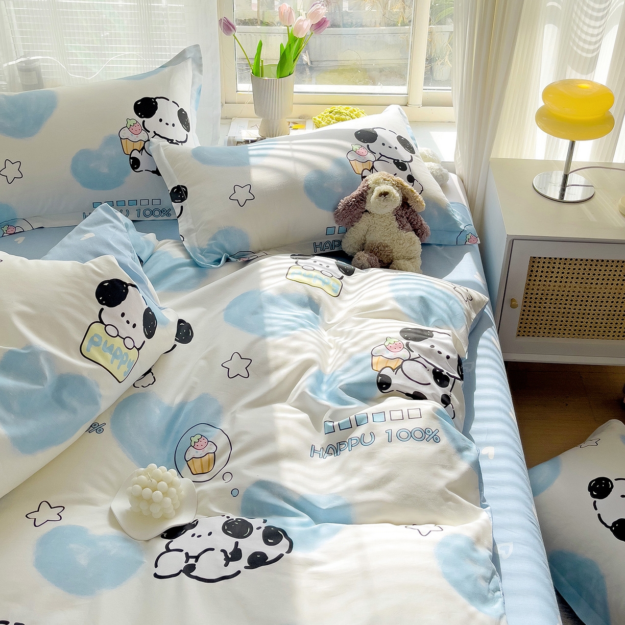 91家纺网 家纺一手货源 找家纺 依庭2025春夏新款12868全棉纯棉四件套 班尼狗