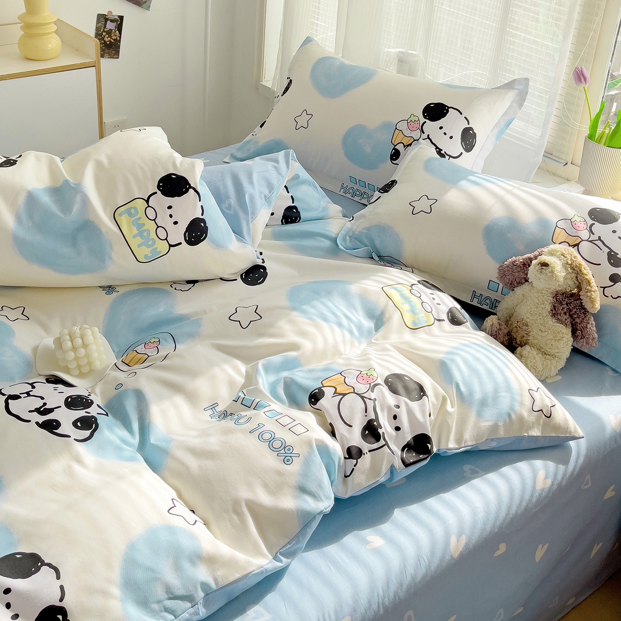 91家纺网 家纺一手货源 找家纺 依庭2025春夏新款12868全棉纯棉四件套 班尼狗