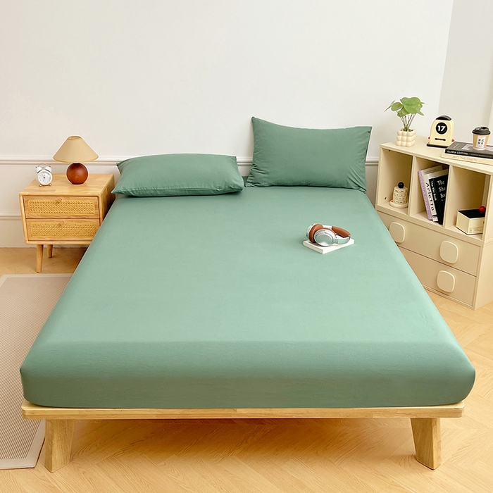 91家纺网 家纺一手货源 找家纺 卡迪熊家纺 2025新款亲肤舒适水洗m单床笠 橄榄绿