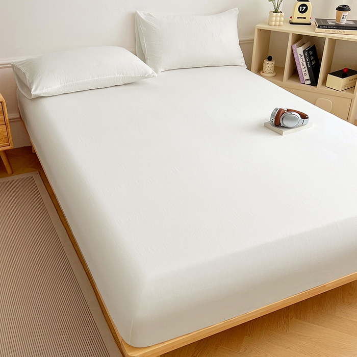 91家纺网 家纺一手货源 找家纺 卡迪熊家纺 2025新款亲肤舒适水洗m单床笠 珍珠白