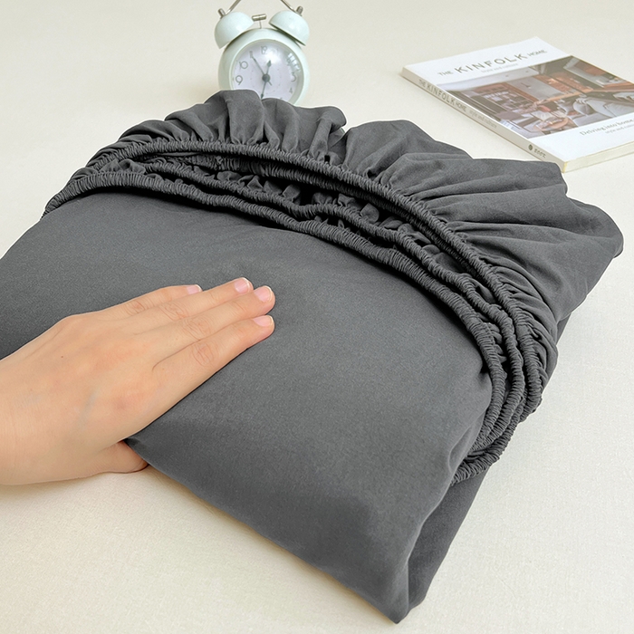 91家纺网 家纺一手货源 找家纺 卡迪熊家纺 2025新款亲肤舒适水洗m单床笠 绅士灰