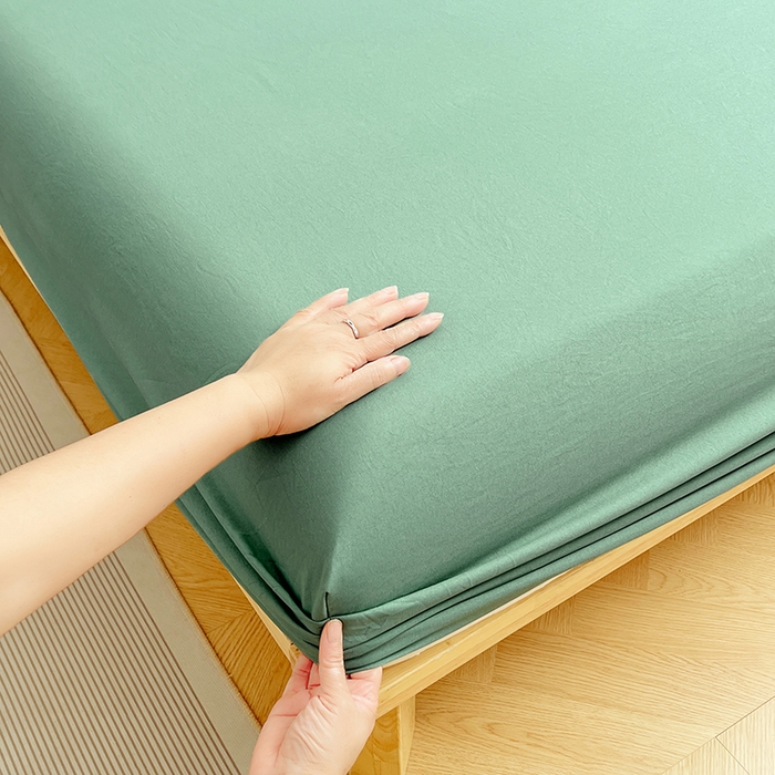 91家纺网 家纺一手货源 找家纺 卡迪熊家纺 2025新款亲肤舒适水洗m单床笠 橄榄绿