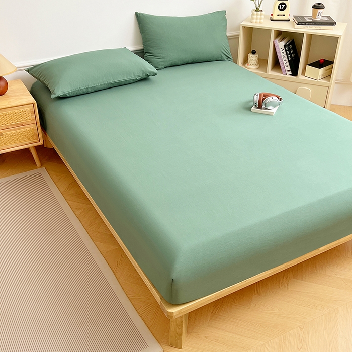 91家纺网 家纺一手货源 找家纺 卡迪熊家纺 2025新款亲肤舒适水洗m单床笠 橄榄绿