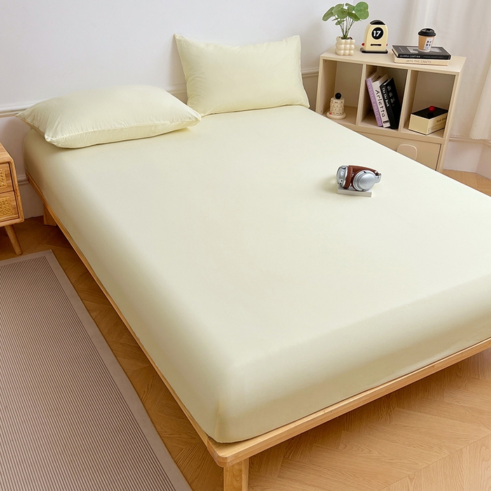 91家纺网 家纺一手货源 找家纺 卡迪熊家纺 2025新款亲肤舒适水洗m单床笠 奶黄