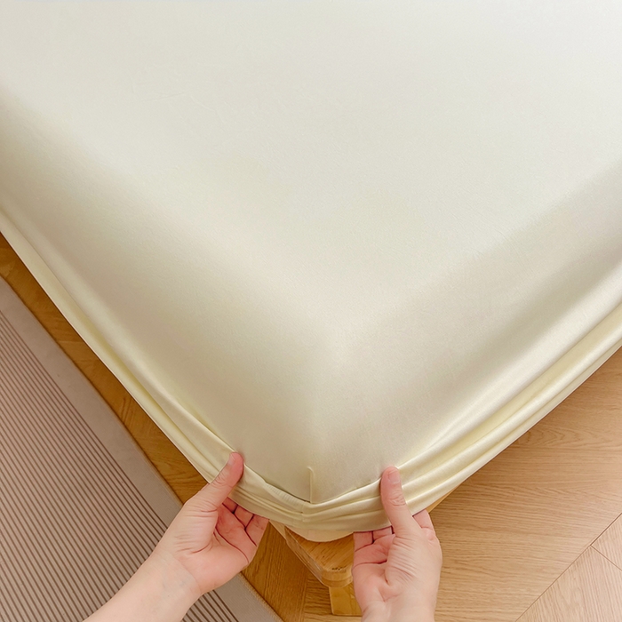 91家纺网 家纺一手货源 找家纺 卡迪熊家纺 2025新款亲肤舒适水洗m单床笠 奶黄