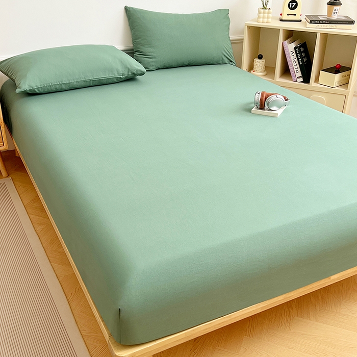 91家纺网 家纺一手货源 找家纺 卡迪熊家纺 2025新款亲肤舒适水洗m单床笠 橄榄绿