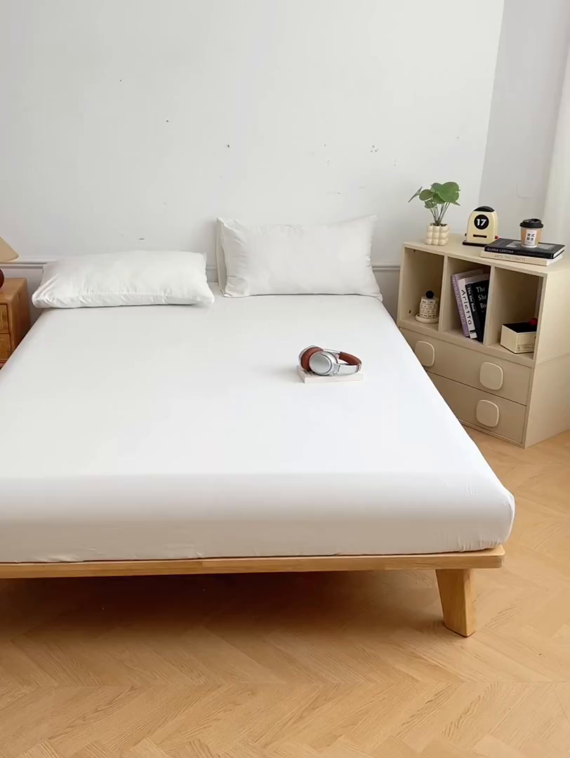 91家纺网 家纺一手货源 找家纺 卡迪熊家纺 2025新款亲肤舒适水洗m单床笠 珍珠白