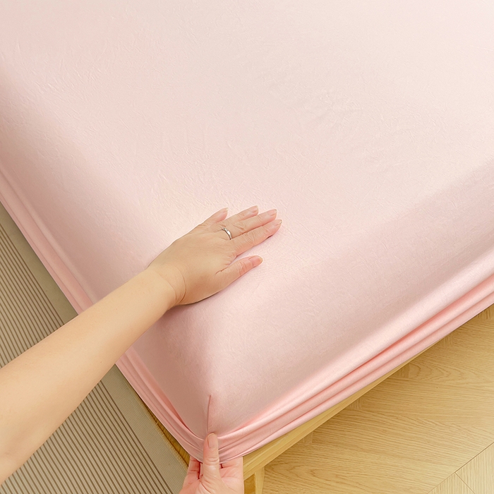 91家纺网 家纺一手货源 找家纺 卡迪熊家纺 2025新款亲肤舒适水洗m单床笠 樱花粉