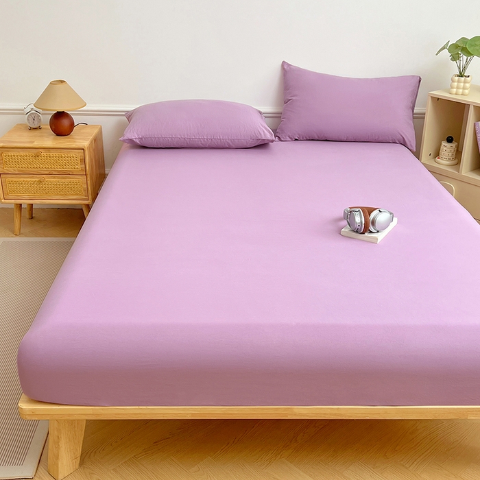 91家纺网 家纺一手货源 找家纺 卡迪熊家纺 2025新款亲肤舒适水洗m单床笠 魅力紫