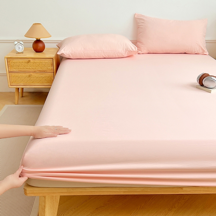 91家纺网 家纺一手货源 找家纺 卡迪熊家纺 2025新款亲肤舒适水洗m单床笠 樱花粉