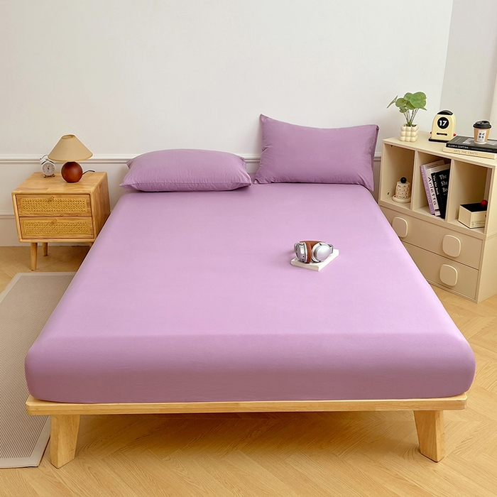 91家纺网 家纺一手货源 找家纺 卡迪熊家纺 2025新款亲肤舒适水洗m单床笠 魅力紫