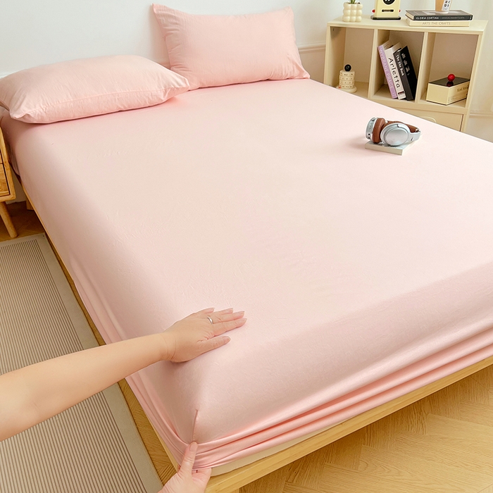 卡迪熊家纺 2025新款亲肤舒适水洗m单床笠 樱花粉