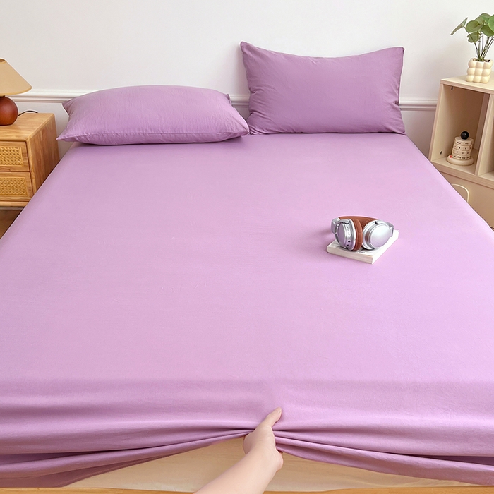 91家纺网 家纺一手货源 找家纺 卡迪熊家纺 2025新款亲肤舒适水洗m单床笠 魅力紫