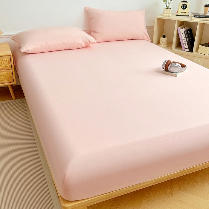 91家纺网 家纺一手货源 找家纺 卡迪熊家纺 2025新款亲肤舒适水洗m单床笠 樱花粉