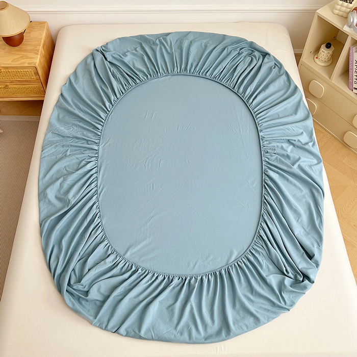 91家纺网 家纺一手货源 找家纺 卡迪熊家纺 2025新款亲肤舒适水洗m单床笠 奶油蓝