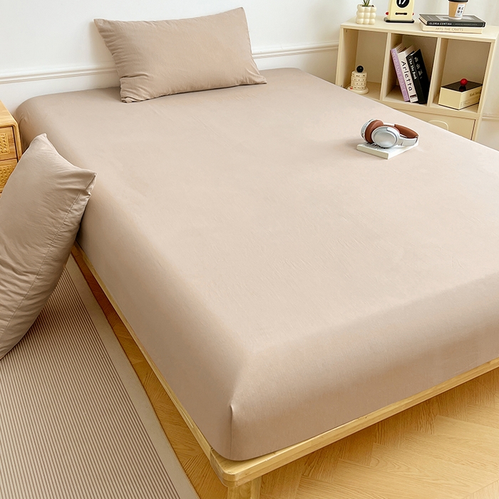 91家纺网 家纺一手货源 找家纺 卡迪熊家纺 2025新款亲肤舒适水洗m单床笠 卡其