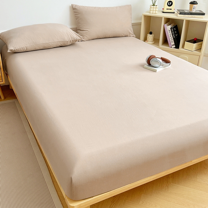 91家纺网 家纺一手货源 找家纺 卡迪熊家纺 2025新款亲肤舒适水洗m单床笠 卡其