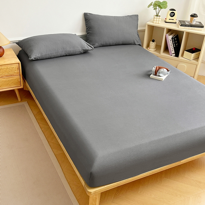 91家纺网 家纺一手货源 找家纺 卡迪熊家纺 2025新款亲肤舒适水洗m单床笠 银优灰