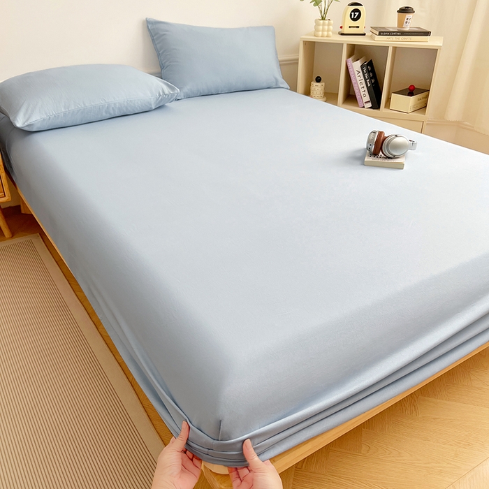 91家纺网 家纺一手货源 找家纺 卡迪熊家纺 2025新款亲肤舒适水洗m单床笠 天空蓝