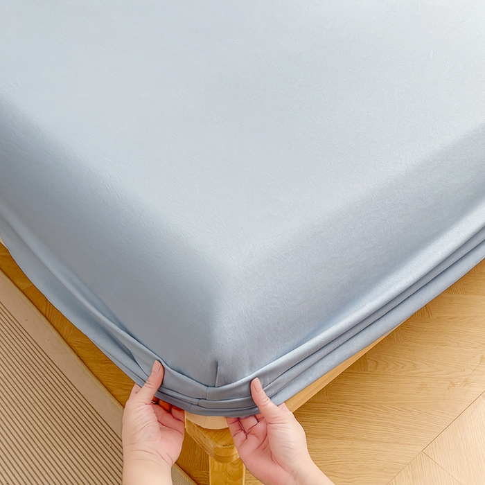 91家纺网 家纺一手货源 找家纺 卡迪熊家纺 2025新款亲肤舒适水洗m单床笠 天空蓝