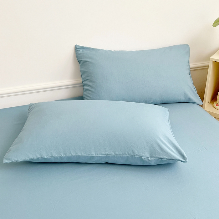 91家纺网 家纺一手货源 找家纺 卡迪熊家纺 2025新款亲肤舒适水洗m单床笠 奶油蓝