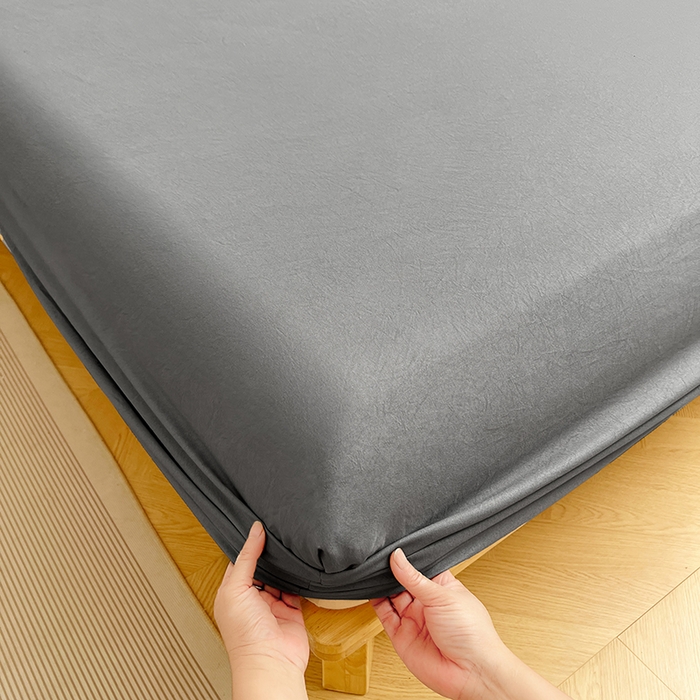 91家纺网 家纺一手货源 找家纺 卡迪熊家纺 2025新款亲肤舒适水洗m单床笠 银优灰